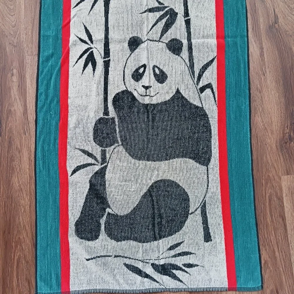 Vintage Ipanema‎ Beach Towel Panda Bear Bamboo Cecil Saybah 25 x 54
